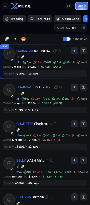 Mobile Trading Interface